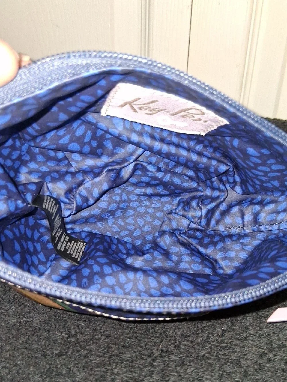 Fossil Chevron Multicolor Cosmetic Bag Pouch - Blue Trim